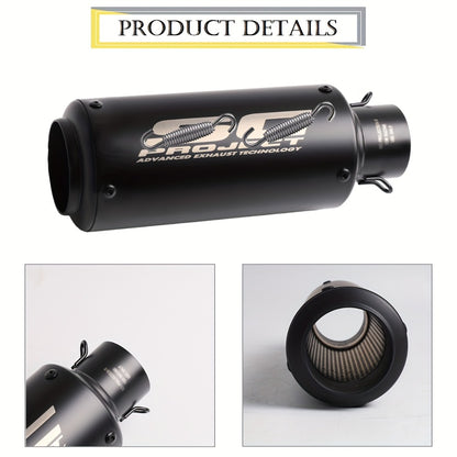 Universal 51mm Motorcycle Exhaust Pipe Stainless Steel Slip-On Muffler for Z900 FZ6 RC390 S1000XR Off-Road Motorcycles Black Strip Titanium ANMIEN