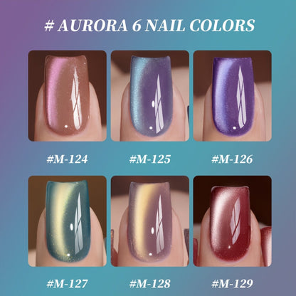 Magnetic Cat Eye Gel Nail Polish Set 6 Colors Aurora Dopamine Bubble Summer - Color Shifting Shiny Luster Soak-Off UV LED Salon Quality Nail Art Kit for Women Spring Summer Trending Shades