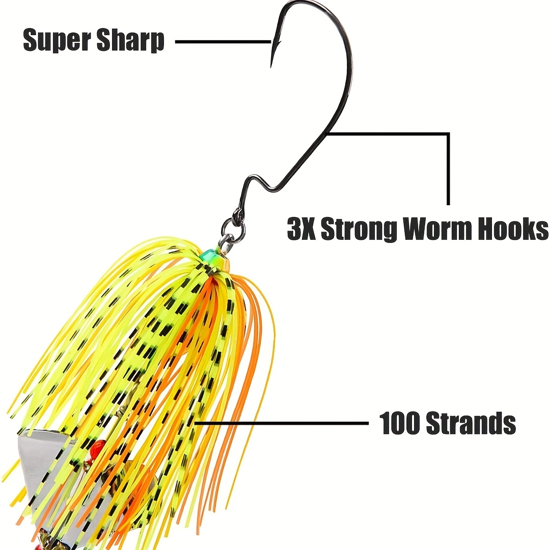 Spinnerbait Buzzbait Fishing Lures 6pcs 3/4oz Multicolor Bass Lure Set with 3D Eyes Rotating Blade Steel Wire Frame for Freshwater Saltwater Bass Trout Salmon Shallow Water Fishing