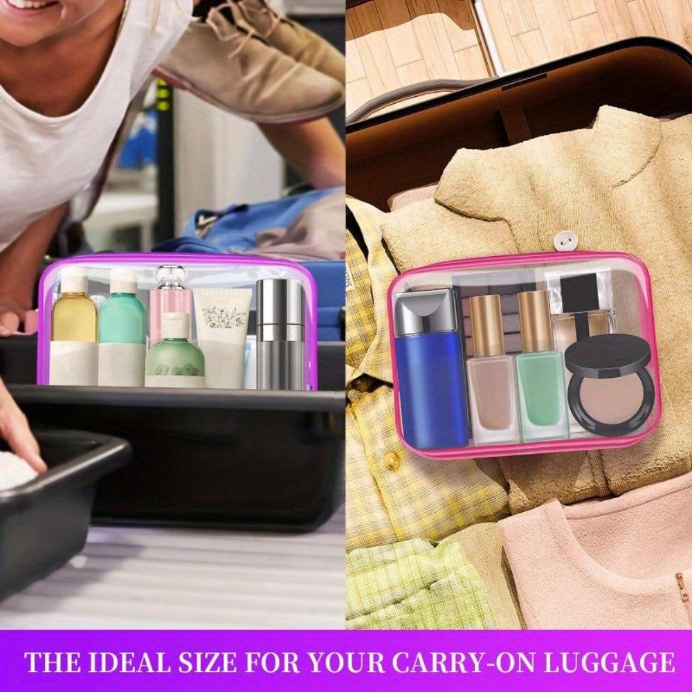 TSA Approved Clear Toiletry Bags Set of 24 Transparent Travel Makeup Organizer Pouches Medium Size Airport Security Quart Bag for Liquids Skincare Women White Rose Red