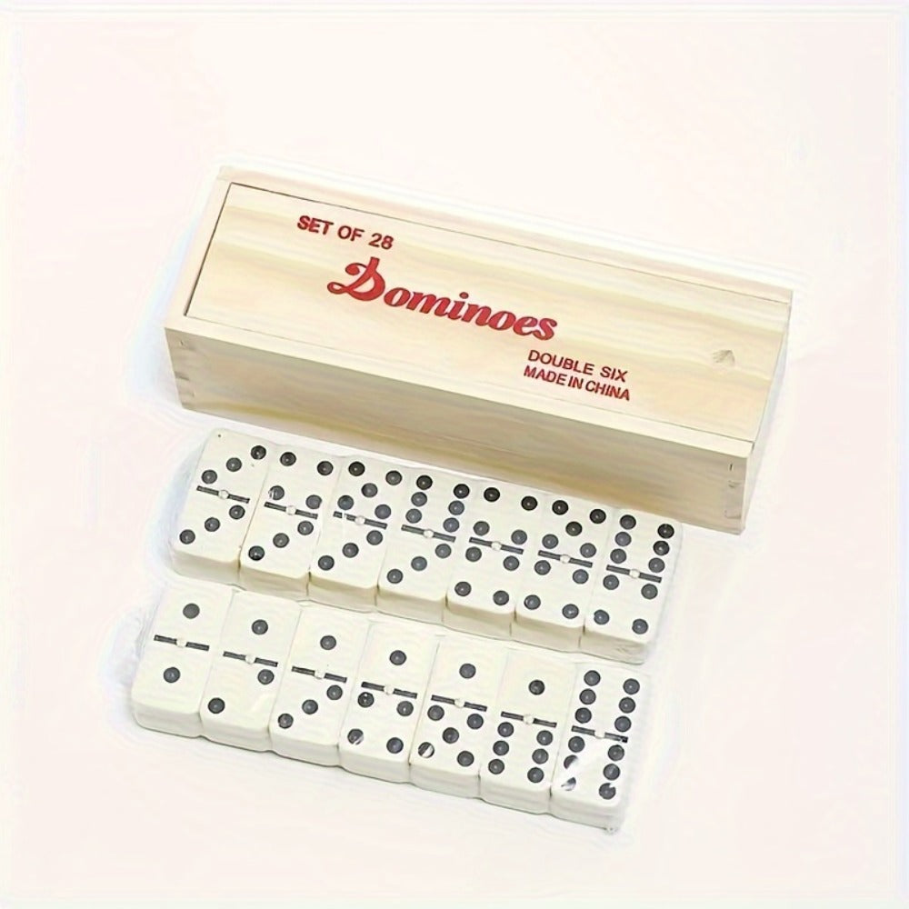 Double 6 Dominoes Set 28pcs in Wooden Case – Classic Family Board Game for Game Night Gatherings Kids Adults Gift