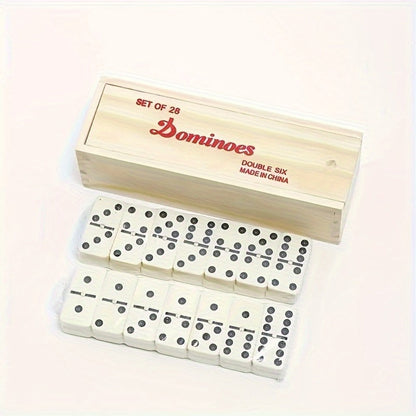 Double 6 Dominoes Set 28pcs in Wooden Case – Classic Family Board Game for Game Night Gatherings Kids Adults Gift
