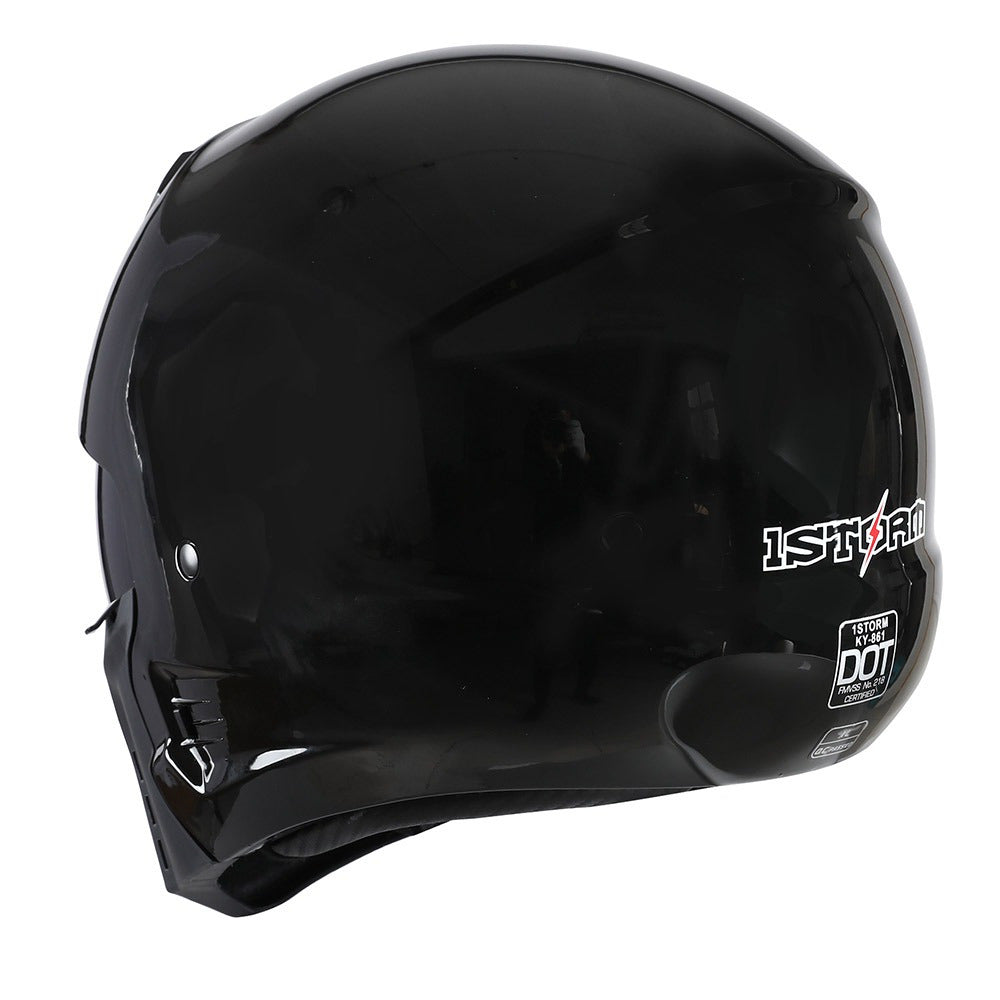 Convertible Motorcycle Helmet Full Face & Open Face 2-in-1 – Detachable Visor, Face Mask & Smoked Shield, Aerodynamic Thermoplastic Shell, Classic Style, Adult S/M/L/XL
