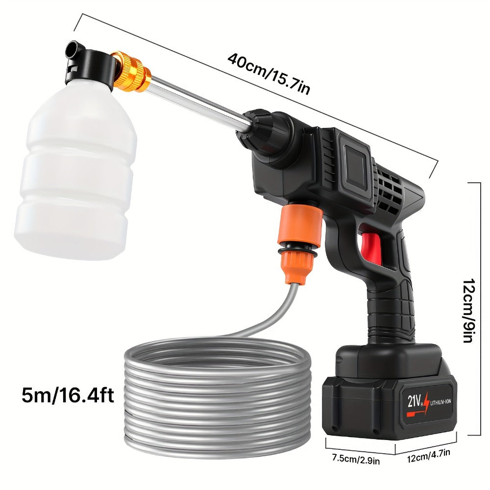 Cordless Pressure Washer 300W - 6-in-1 Nozzle, 1.3GPM Handheld Car Wash Gun with 15000mAh Battery, 60-Min Runtime for Car, Home, Garden & Floor Cleaning