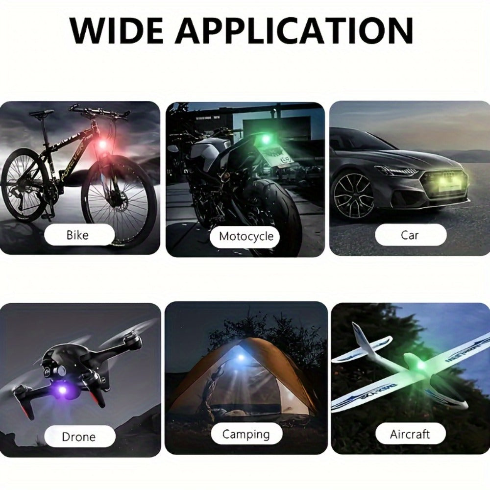 Wireless LED Strip Lights 8-Color 4pcs / 6pcs – Remote Control USB Rechargeable Waterproof Anti-Collision Light for Car Motorcycle Bike Drone Aircraft