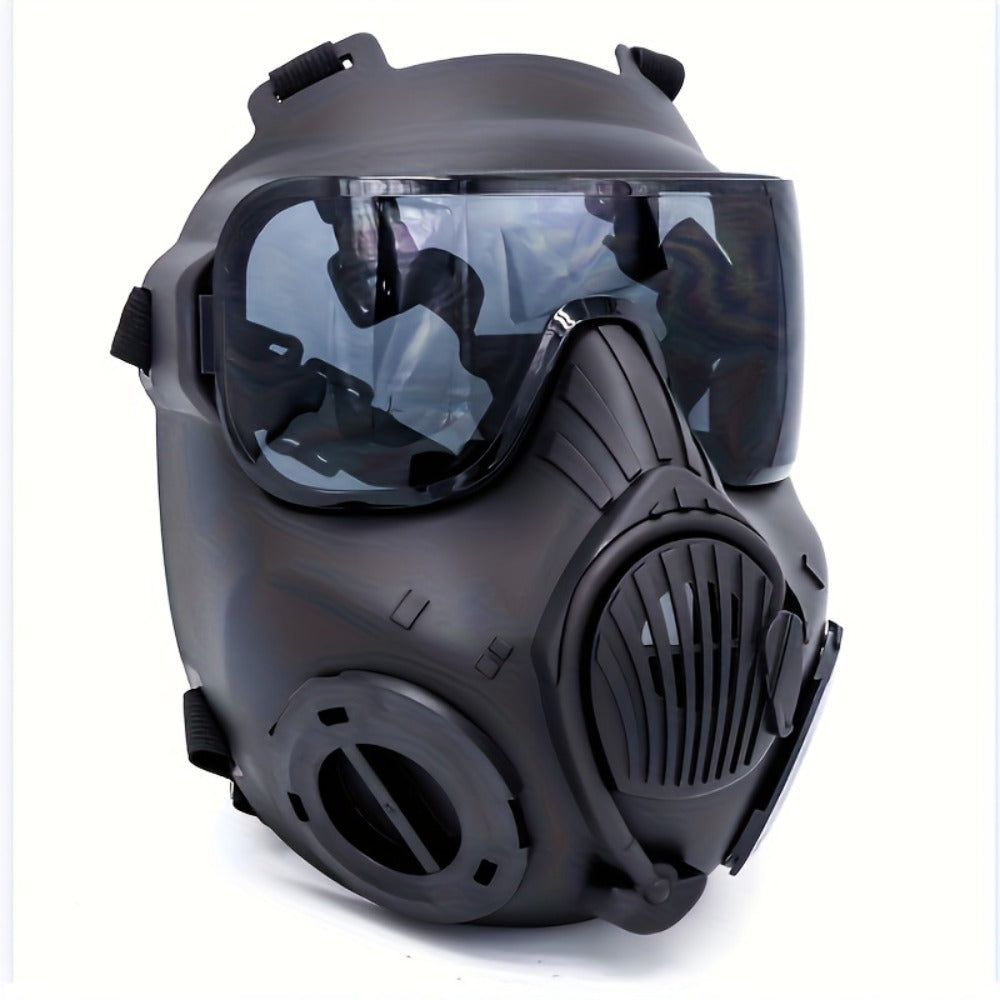 Tactical CS Costume Prop Mask Plastic Airsoft Style – Military Face Mask for Men Halloween Cosplay Role Play CS Simulation Outdoor Camping Movie Stage Props Cool Dress Up Black Tri-Color