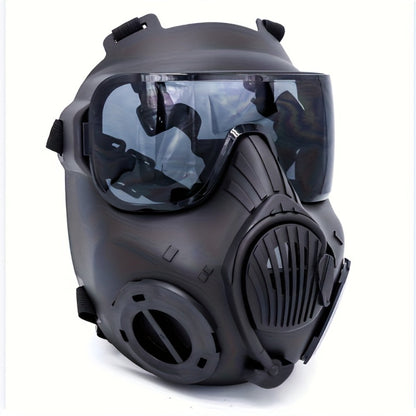 Tactical CS Costume Prop Mask Plastic Airsoft Style – Military Face Mask for Men Halloween Cosplay Role Play CS Simulation Outdoor Camping Movie Stage Props Cool Dress Up Black Tri-Color