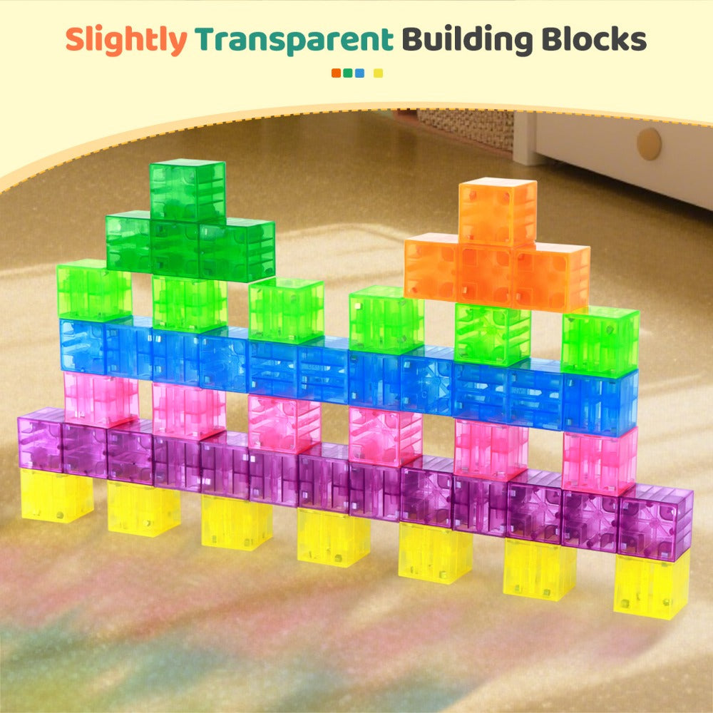 Magnetic Building Blocks 100pcs Colorful Transparent Cube Construction Set – Creative STEM Physics Learning Toy for Boys & Girls, Best Christmas & Birthday Gift for Kids Ages 3+