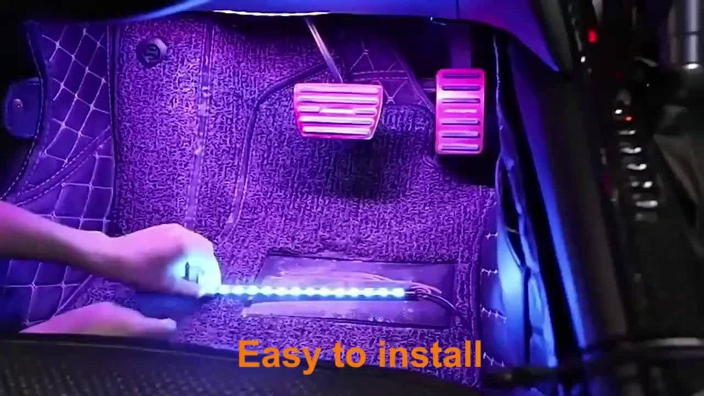 RGB Car Footwell LED Light Kit, USB Powered 5V Multicolor Interior Ambient Light Strip, DIY Under-Seat Car Seat Illumination Kit for All Vehicles, 4pcs Neon Atmosphere Lights