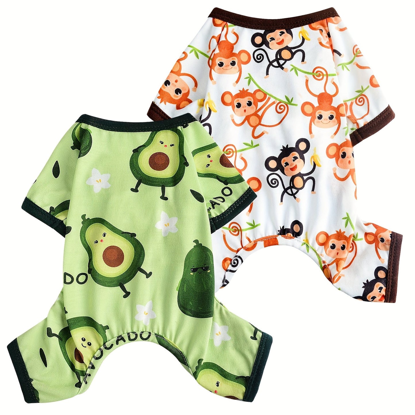 Dog Jumpsuit 2-Pack - Soft Knit Pet Pajamas for Small Dogs & Cats, Machine Washable Pullover Onesie Sleepwear for Chihuahua Yorkie Toy Breeds, Cute Printed All-Season Puppy Apparel XS-XXL, Gift for Dog Lovers