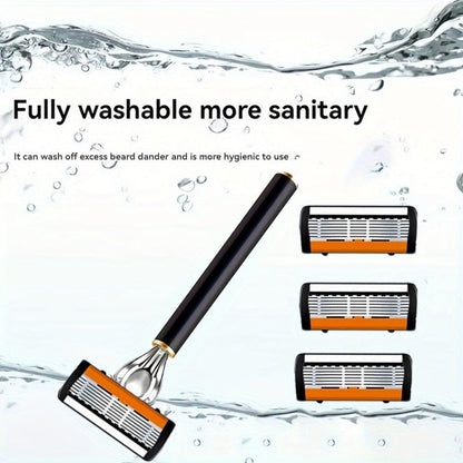 Safety Razor Set with Replacement Blades – Anti-Slip Metal Handle, Contour Fitting, Fully Washable Shaving Kit for Men | 24 or 36 Blades