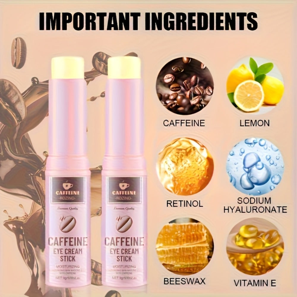 Eye Cream Firming Anti-Aging 2pcs with Caffeine & Ceramide NP — Reduces Dark Circles Puffiness Fine Lines Crow's Feet Lifted Refreshed Under-Eye Look Daily Skincare
