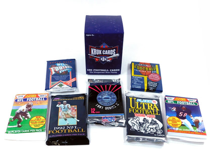 Vintage NFL Football Cards Lot – 100 Cards in Factory Sealed Packs | Multi-Decade Collection | Rookie & Hall of Famer Possible | Gift for Collectors & Football Fans