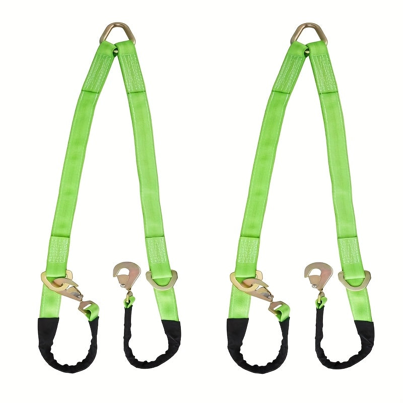 V-Bridle Strap 2" X 6' W/Snap Hooks/Cordura Sleeve And Axle Strap, D Ring Middle, Capacity Heavy-Duty Tow Straps for UTV ATV Truck Car Tractor SUV
