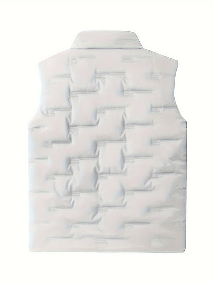 Men's Stand Collar Outerwear Vest - Warm Pocket Design