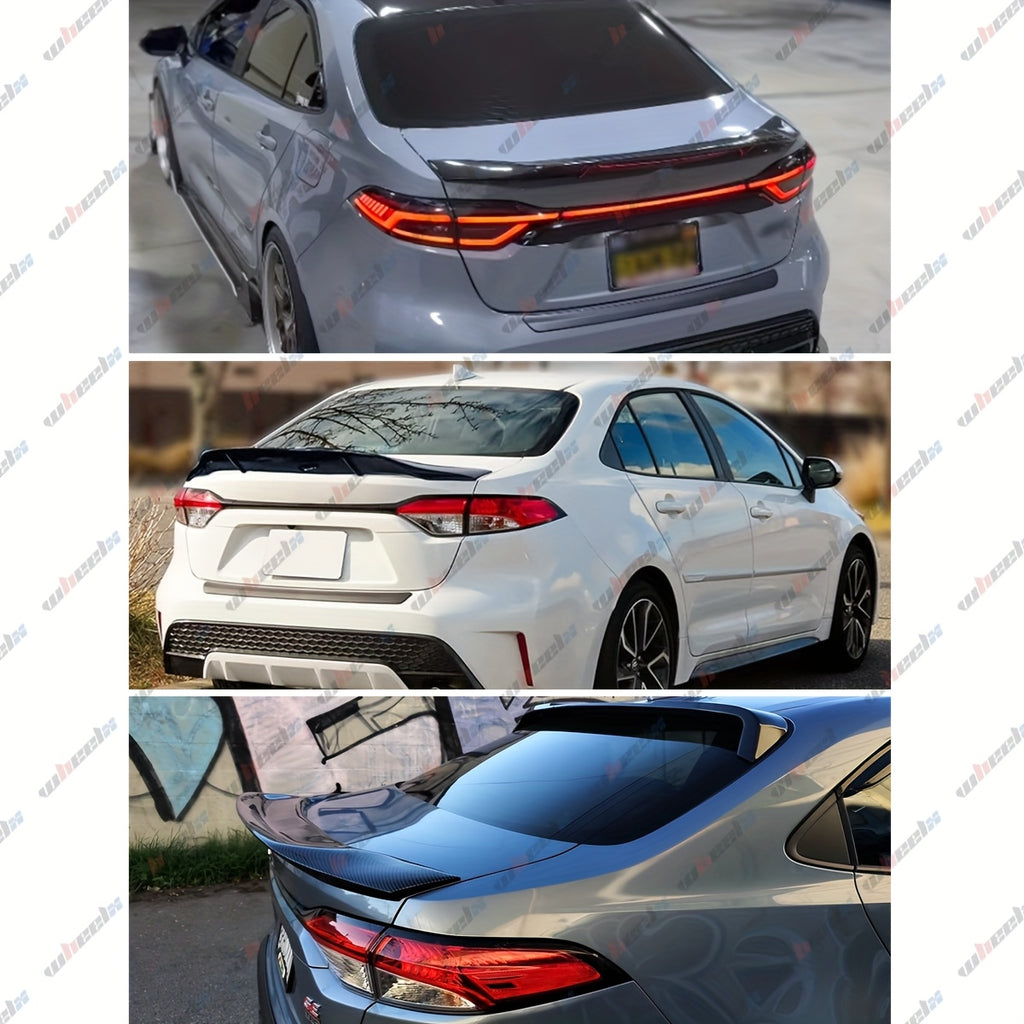 Painted R Style Duckbill Highkick Trunk Lid Spoiler Wing Compatible with 2020-2026 for TOYOTA Corolla 4 Door Sedan, Gloss Black/ Carbon Fiber