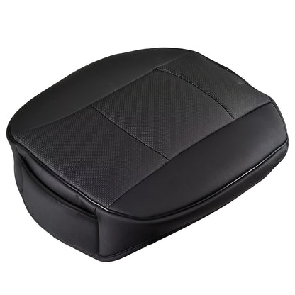 Bamboo Charcoal Car Seat Cover PU Leather – Breathable Full Surround Front Seat Cushion Protector, Machine Washable Universal Fit, Airbag Safe, Black / Beige / Gray