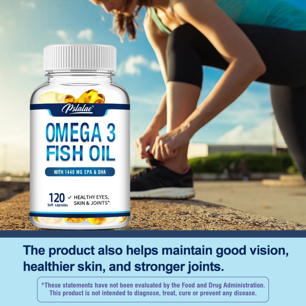 Triple Strength Omega-3 Fish Oil Softgels 120 Capsules with High-Potency EPA & DHA — Heart, Brain, Vision & Skin Health Supplement for Women and Men