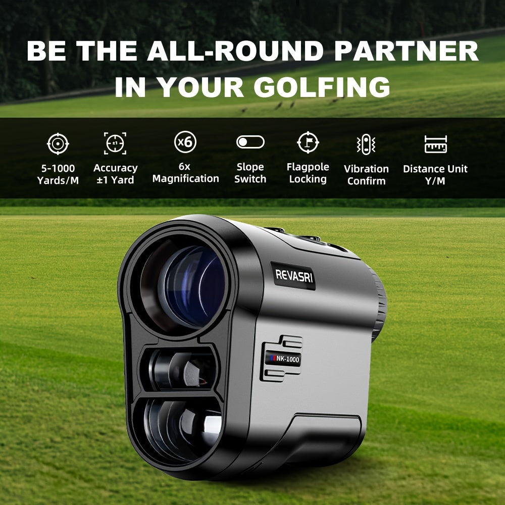 Golf Rangefinder 1000Y Slope Compensation USB-C Charging 6x Magnification Flagstick Lock Laser Distance Meter for Golf Tournament & Outdoor Sports