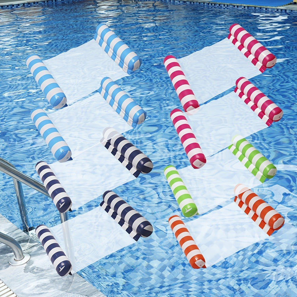 Heavy Duty Inflatable Pool Float Hammock for Adults – 4-in-1 Lounge Chair Saddle Drifter & Floating Bed, Striped Multi-Pack 3 or 8 Pack for Pool Lake River Summer