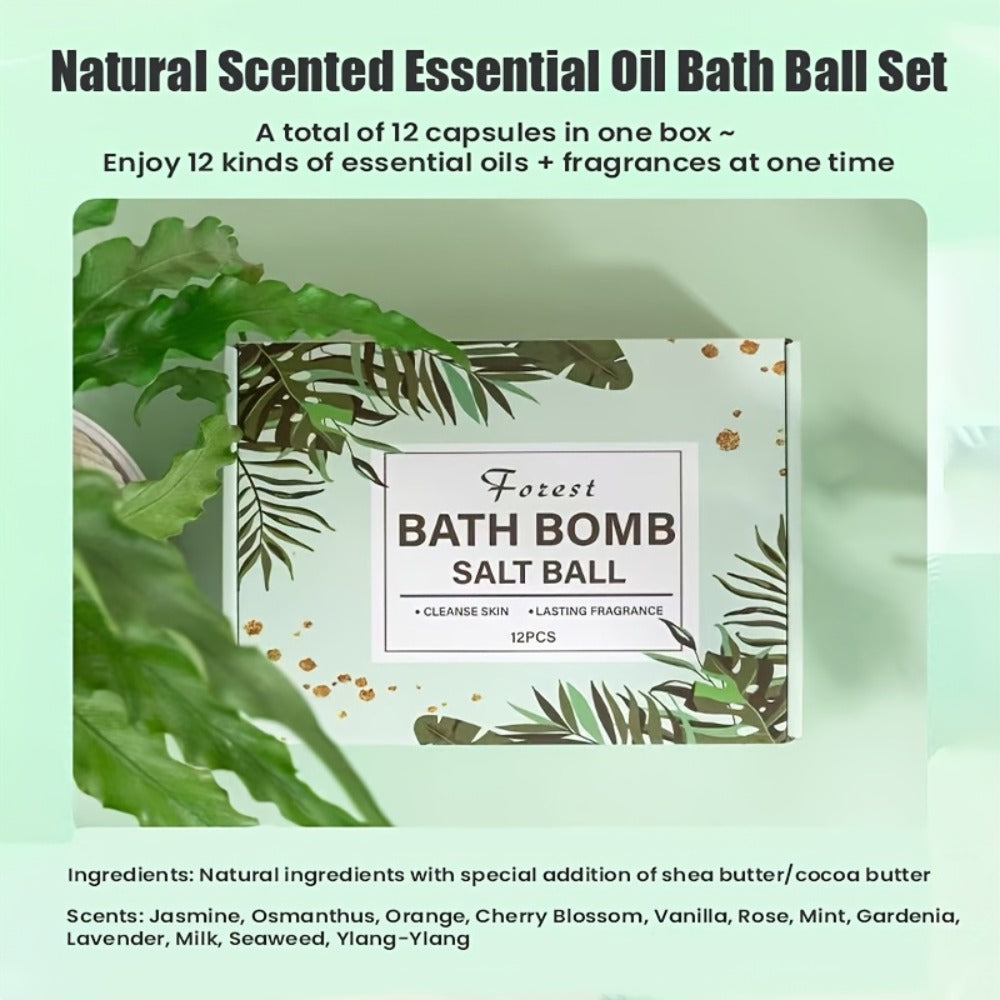 Bath Bomb Gift Set 12 Pack Extra Large - Mixed Essential Oil Bubble Bath Balls with 12 Aromatic Scents, Luxury Spa Fizzy Bath Bombs for Women Men, Birthday Christmas Valentine's Day Gift