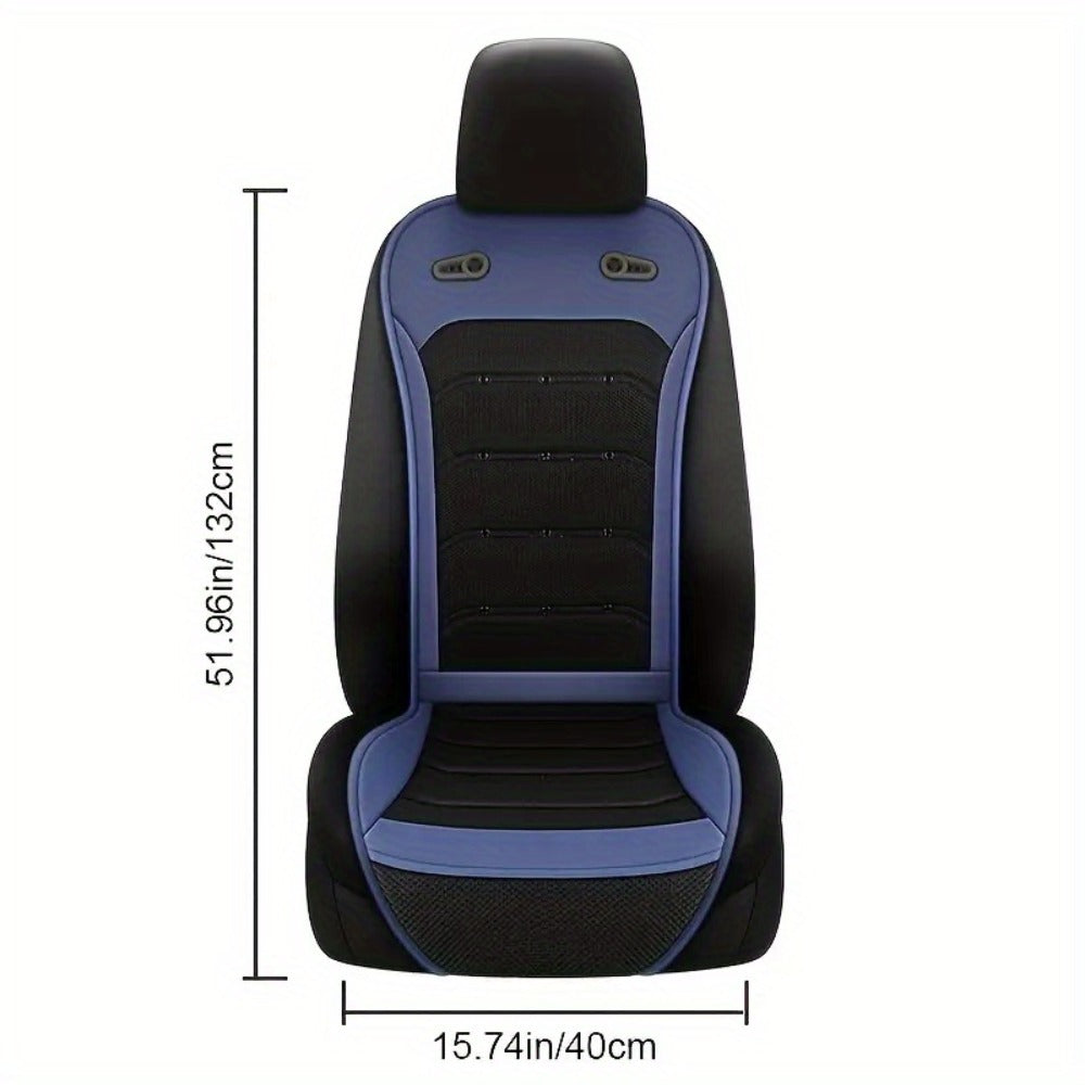 Car Cooling Seat Cushion 24" – Dual Fan 24-Vent Summer Breathable PU Leather Pad, Anti-Slip, Universal Fit for Sedan & Large Vehicles, Brown, Blue, Black