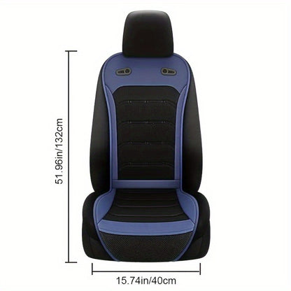 Car Cooling Seat Cushion 24" – Dual Fan 24-Vent Summer Breathable PU Leather Pad, Anti-Slip, Universal Fit for Sedan & Large Vehicles, Brown, Blue, Black