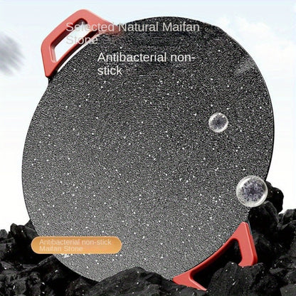 Korean BBQ Grill Pan – Round Non-Stick Multi-Functional Electric Grill Pan with Red Handle & Adjustable Settings, Home & Outdoor BBQ Pot for Family Gatherings, Available in 14.17" & 15.75"