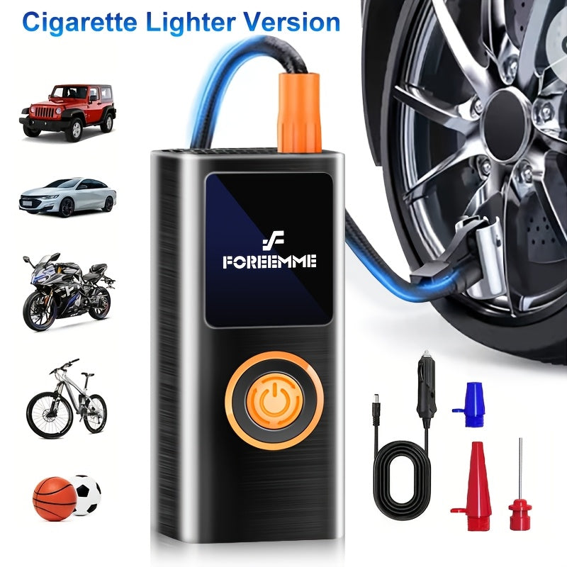 Portable Cordless Tire Inflator with Digital Gauge & LED Light – USB Rechargeable Fast Air Compressor for Car, Bike, Motorcycle & Sports Equipment, Emergency Tire Pump with Auto Shutoff