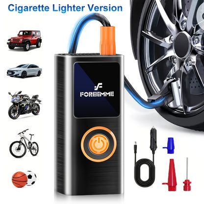 Portable Cordless Tire Inflator with Digital Gauge & LED Light – USB Rechargeable Fast Air Compressor for Car, Bike, Motorcycle & Sports Equipment, Emergency Tire Pump with Auto Shutoff