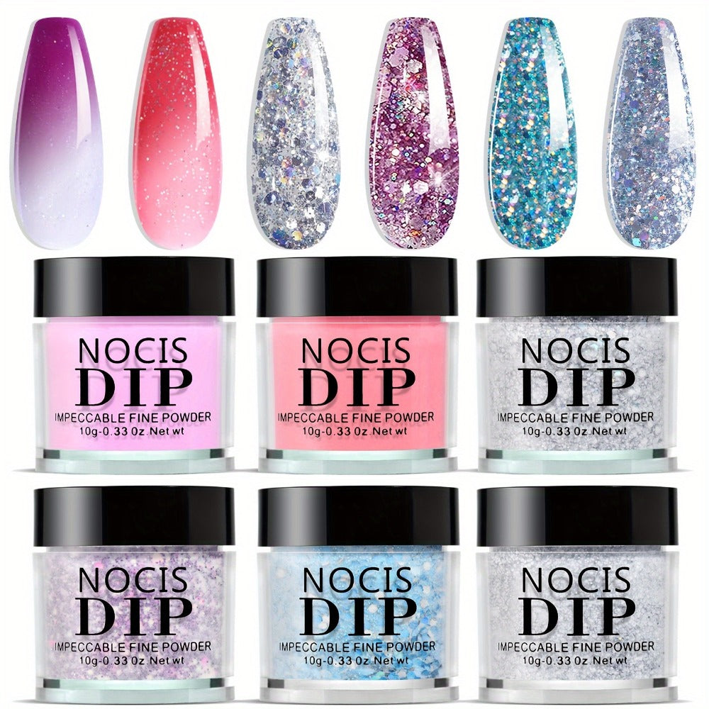 Mood Changing Thermal Dip Powder Nail Kit 6 Colors — Color Shifting Formula No Lamp Needed DIY Manicure Trendy Nail Art Gift for Women
