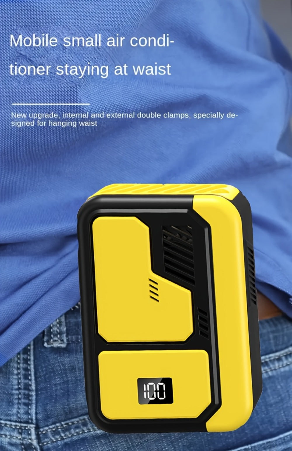 Neck Fan Portable Wearable, 3000mAh Battery Hands-Free Personal Fan 3 Wind Speeds Digital Display, USB Rechargeable Bladeless Neck Fan for Outdoor Camping Fishing Hiking Travel Sports, Silver Yellow White