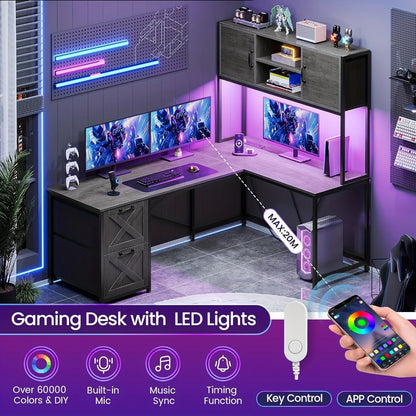 62.2-Inch L-Shaped Office Desk with Storage Drawers and Charging Station for Home Office detail image - detail view 16