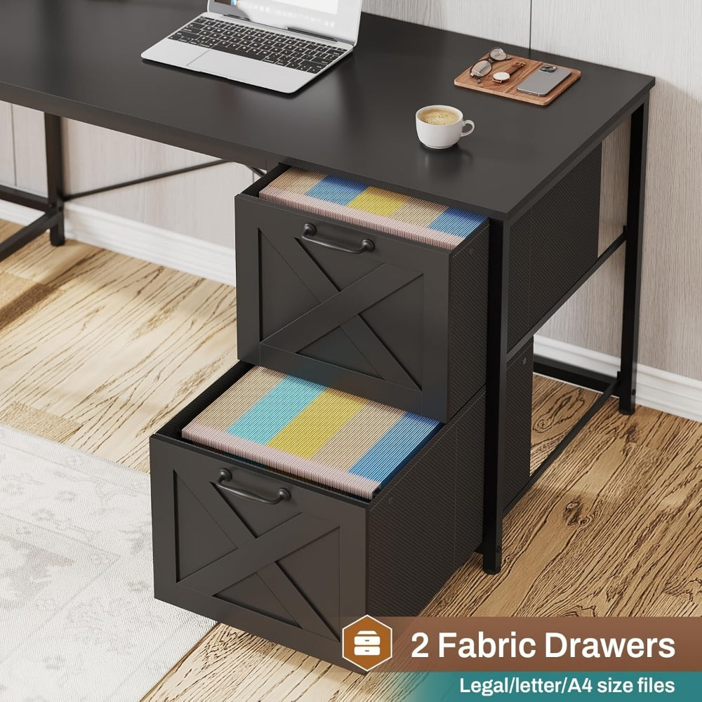 62.2-Inch L-Shaped Office Desk with Storage Drawers and Charging Station for Home Office detail image - detail view 9