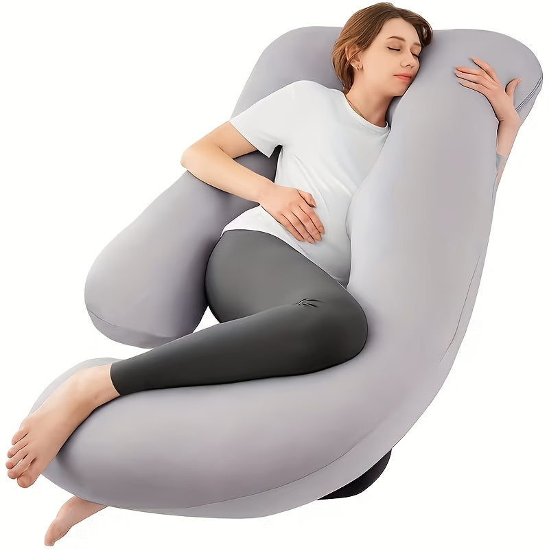 62-Inch J-Shaped Pregnancy Pillow - Velvet-Look Full-Body Design variant image - product view 22