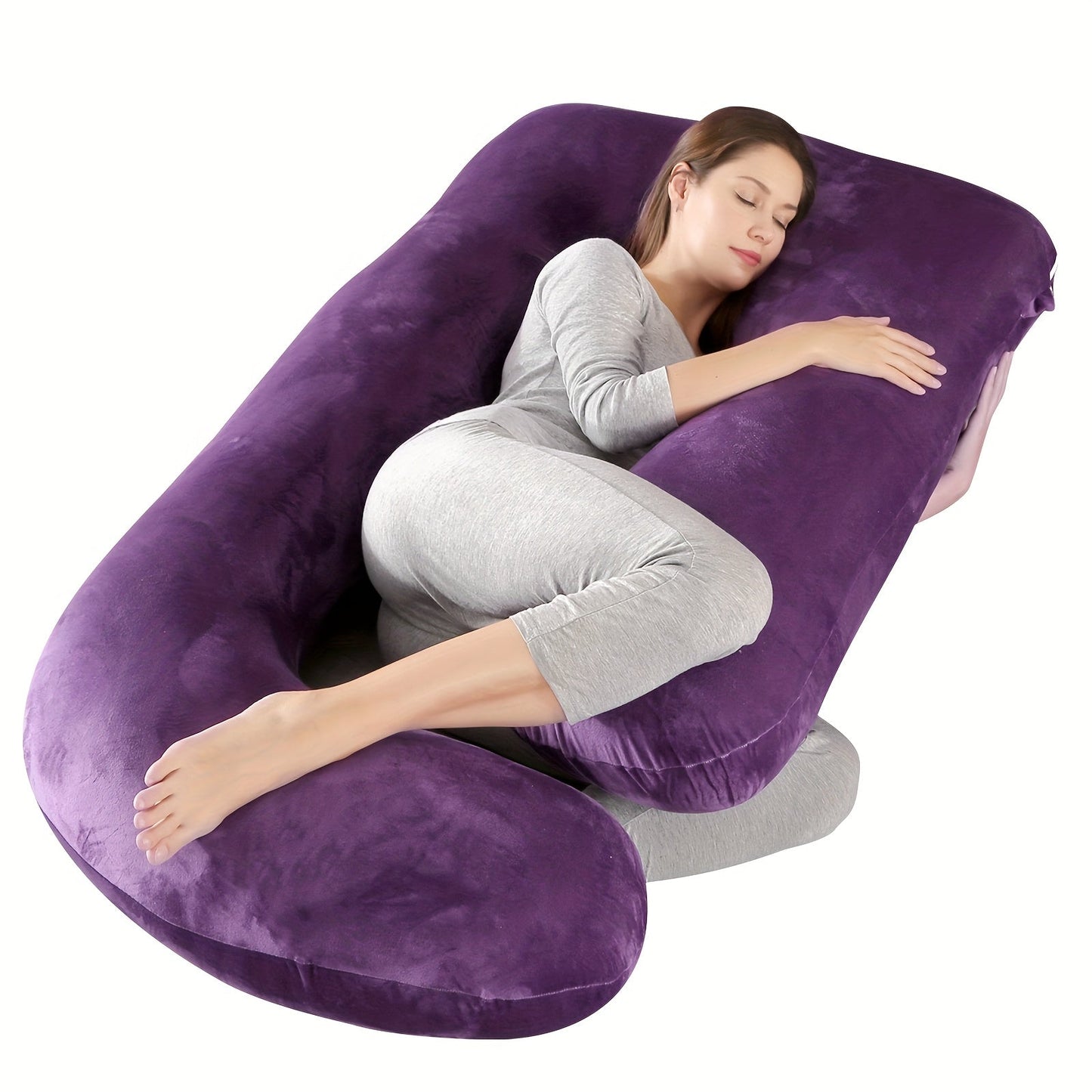 62 Inch J Shaped Full Body Pregnancy Pillow with High Quality Velvet Like Cover - product view 3