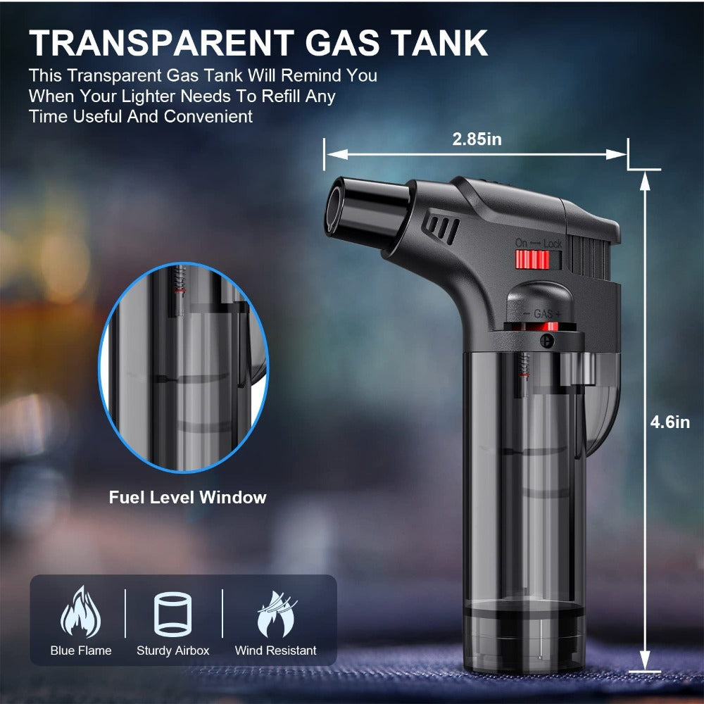 Butane Torch Lighter 6pcs Big Jet Flame Refillable & Adjustable Mini Blow Torch - Gift Box Set for Camping, Grill, BBQ, Culinary, Soldering & Welding | Butane Not Included