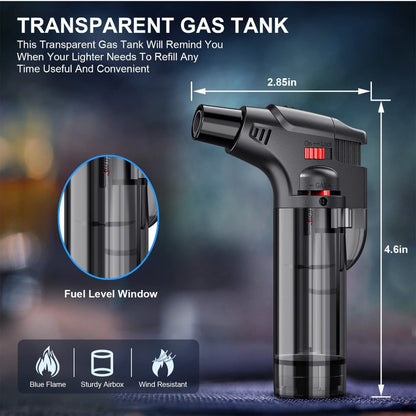 Butane Torch Lighter 6pcs Big Jet Flame Refillable & Adjustable Mini Blow Torch - Gift Box Set for Camping, Grill, BBQ, Culinary, Soldering & Welding | Butane Not Included