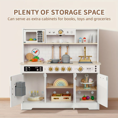 Kids Play Kitchen Set with Sink Oven Stove Dishwasher Coffee Maker Ice Maker Microwave – Realistic Pretend Play Kitchen for Toddlers Boys Girls Ages 3 4 5 6+
