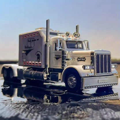 Semi Truck Toy 1:24 Scale Die-Cast Metal Pull-Back Alloy Semi-Trailer Truck with Trailer – Heavy Duty Truck Model Collectible Ornament for Kids Boys Ages 3+ | Best Birthday Christmas Gift