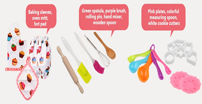 Kids Cooking & Baking Set 24 PCS – Chef Hat & Apron Dress-Up Costume with Baking Accessories for Girls Boys Ages 3-10 | Pretend Play Kitchen Toy | Best Birthday Christmas Gift