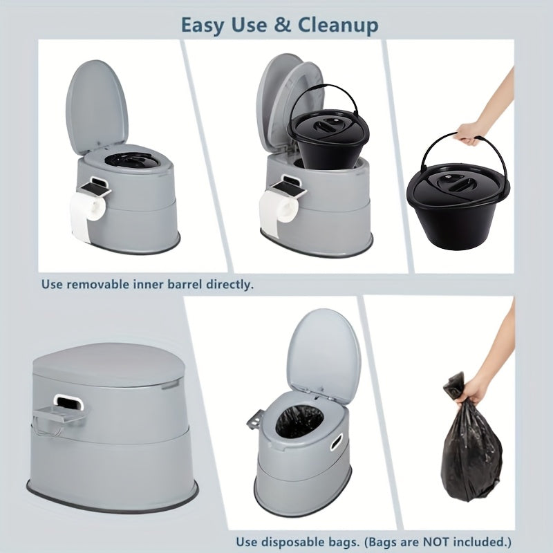 Extra Large Portable Toilet for Adults – Indoor Outdoor Commode with Detachable Inner Bucket & Removable Paper Holder, Lightweight Compact Design for Camping, Boating, Van Life & Emergency Use