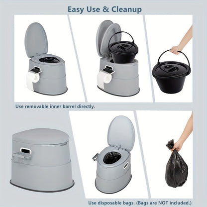 Extra Large Portable Toilet for Adults – Indoor Outdoor Commode with Detachable Inner Bucket & Removable Paper Holder, Lightweight Compact Design for Camping, Boating, Van Life & Emergency Use