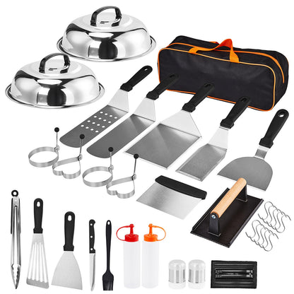 Backpacking Cookware Mess Kit 19/27pcs – Non-Stick Pot Pan Kettle with Stainless Steel Cutlery, Lightweight Camping Cook Set for Open Fire, Hiking & Outdoor Cooking