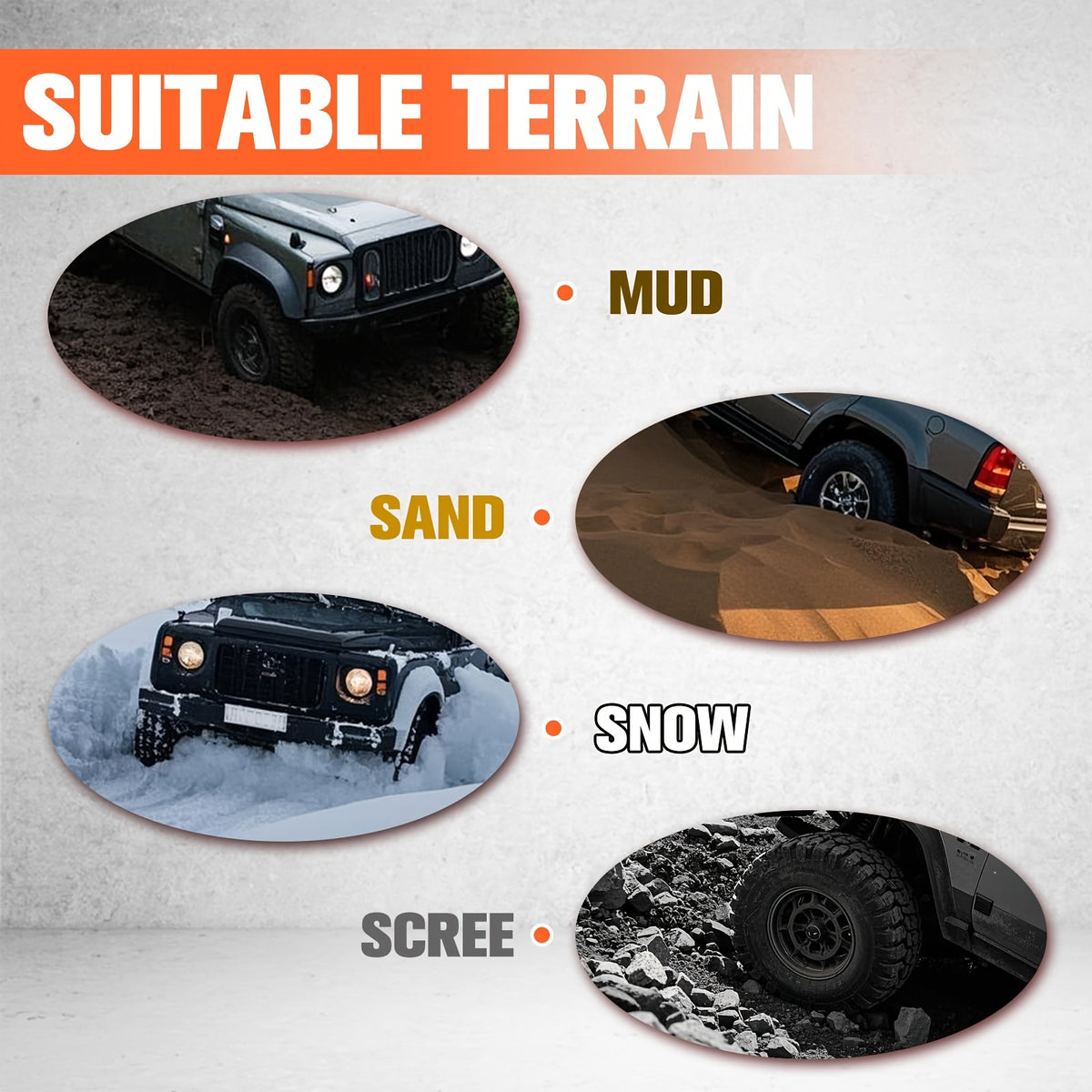 Off-Road Traction Boards, Recovery Boards for 4WD Mud, Sand, Snow, Rock Tracks.4X4 Pair Recovery Tracks Tire Traction Mats with 2 Straps for RV Truck Jeep SUV- Tire Traction Pads for RV Truck 4X4 Jeep SUV Emergency Tire Traction, Orange, Red