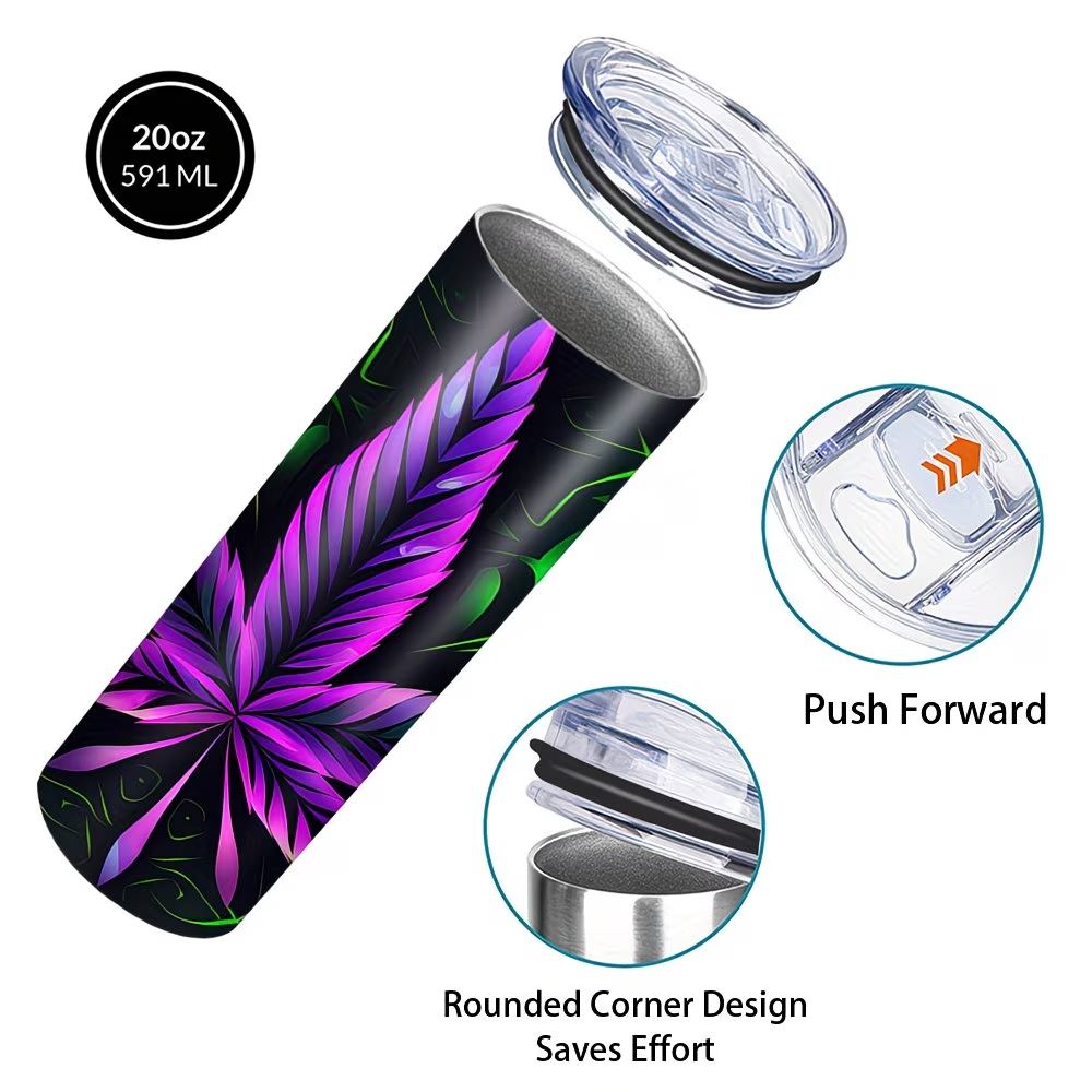 20oz Stainless Steel Insulated Tumbler with Lid & Straw - Double Wall Vacuum Insulated Travel Mug, BPA-Free, Vibrant Leaf Design, Keeps Drinks Hot & Cold, Portable for Camping, Hiking & Outdoor, Great Holiday Gift for Women, Men, Friends & Family