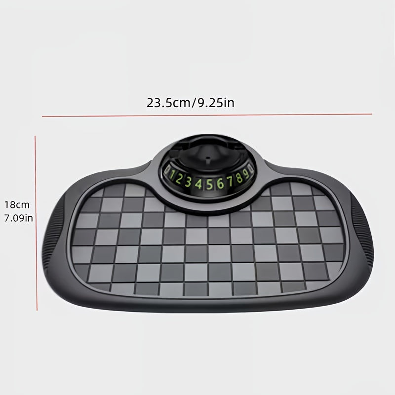 Anti-Slip Mat for Car Dashboard, 2026 New Multifunctional Car Anti-Slip Mats with Temporary Parking Number, Universal Rotatable Vehicle Mounted Anti-Slip Mat Phone Holder