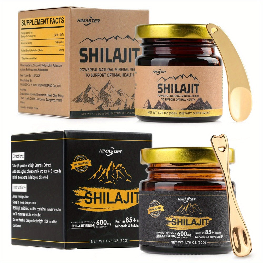 Himalayan Shilajit Resin Gold Grade — 85+ Trace Minerals & High Fulvic Acid | Pure Authentic Ayurvedic Energy Stamina & Cognitive Support Supplement | Natural Unprocessed Resin with Measuring Spoon