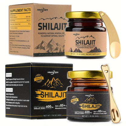 Himalayan Shilajit Resin Gold Grade — 85+ Trace Minerals & High Fulvic Acid | Pure Authentic Ayurvedic Energy Stamina & Cognitive Support Supplement | Natural Unprocessed Resin with Measuring Spoon