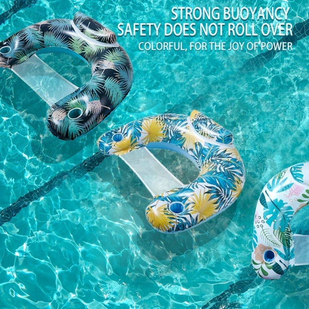 Inflatable Pool Float Chair with Cup Holder & Backrest for Adults – Striped Durable Water Lounge Float, 3-Color Set, 6-Pack or Single Options for Pool Lake River Summer Party